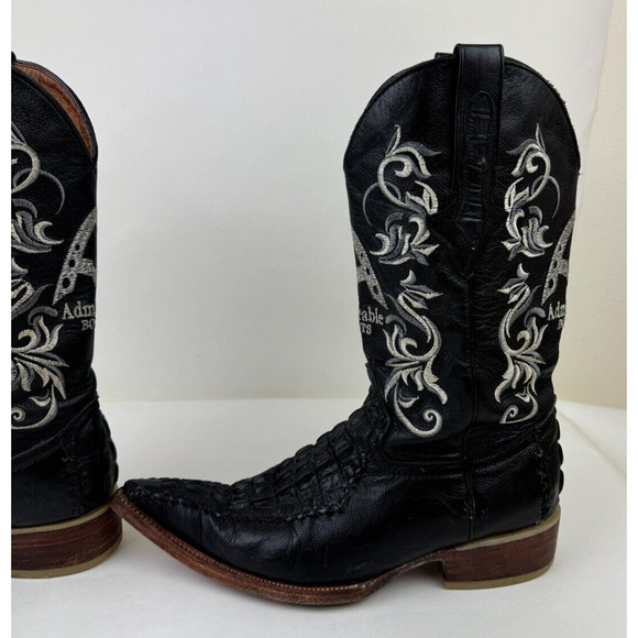 Admirable Boots Mens Sz 9 Black Leather Snip-Toe Western Cowboy Boots main image 8